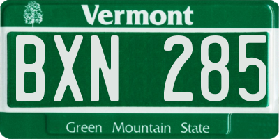 VT license plate BXN285