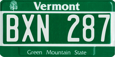 VT license plate BXN287