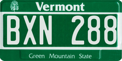 VT license plate BXN288