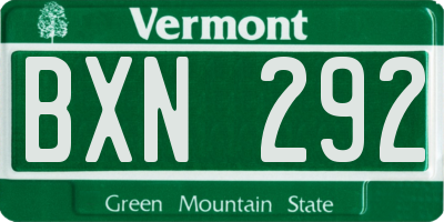 VT license plate BXN292