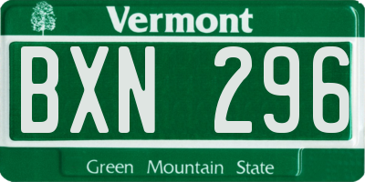 VT license plate BXN296