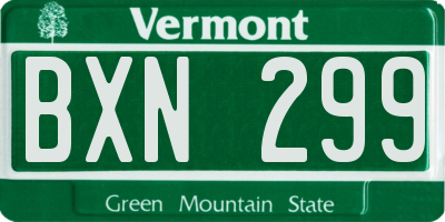 VT license plate BXN299
