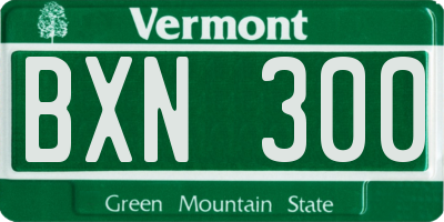 VT license plate BXN300