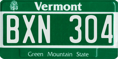 VT license plate BXN304