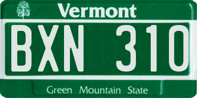 VT license plate BXN310