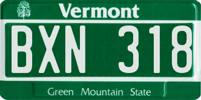 VT license plate BXN318