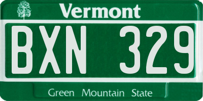 VT license plate BXN329