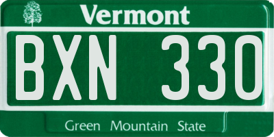 VT license plate BXN330