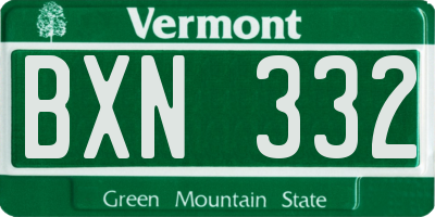 VT license plate BXN332