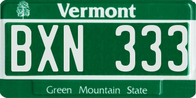 VT license plate BXN333