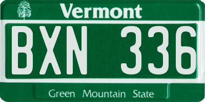 VT license plate BXN336