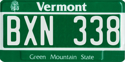 VT license plate BXN338