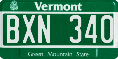 VT license plate BXN340