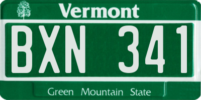 VT license plate BXN341