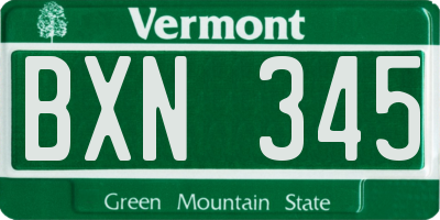 VT license plate BXN345