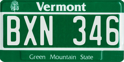 VT license plate BXN346