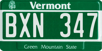 VT license plate BXN347