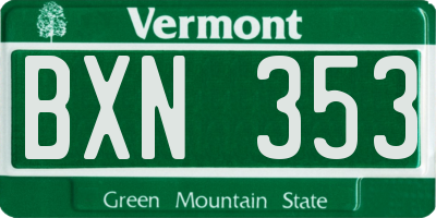 VT license plate BXN353