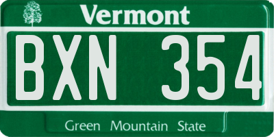 VT license plate BXN354