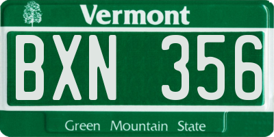 VT license plate BXN356