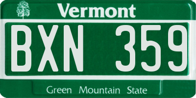 VT license plate BXN359