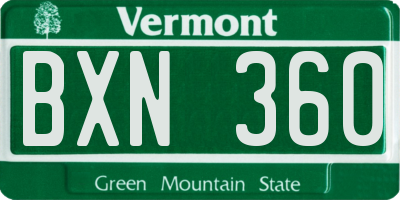 VT license plate BXN360