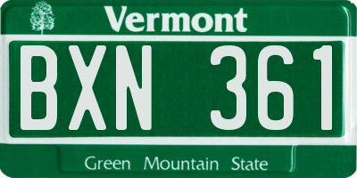 VT license plate BXN361