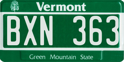 VT license plate BXN363