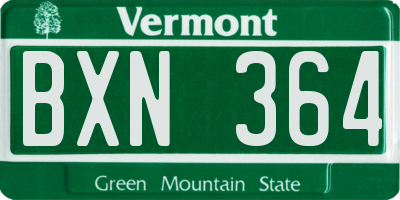 VT license plate BXN364