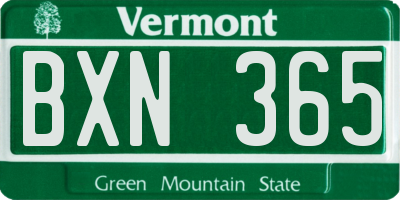 VT license plate BXN365