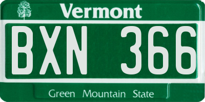 VT license plate BXN366