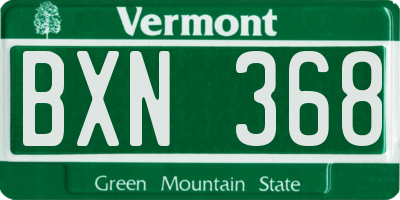 VT license plate BXN368