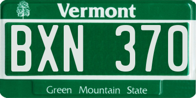 VT license plate BXN370