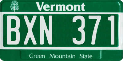 VT license plate BXN371