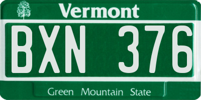 VT license plate BXN376