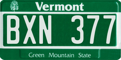 VT license plate BXN377