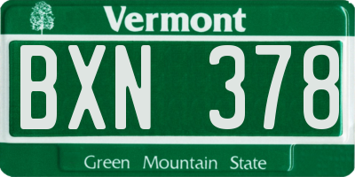 VT license plate BXN378
