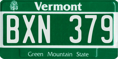 VT license plate BXN379