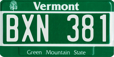 VT license plate BXN381