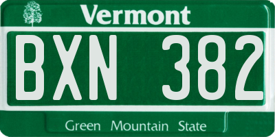 VT license plate BXN382