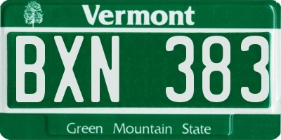 VT license plate BXN383