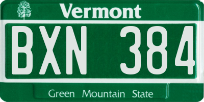 VT license plate BXN384