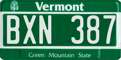 VT license plate BXN387