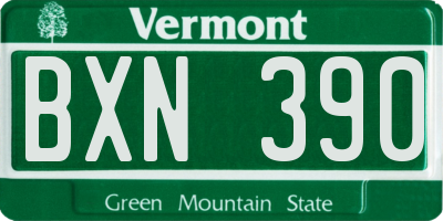 VT license plate BXN390