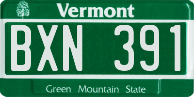 VT license plate BXN391