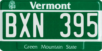 VT license plate BXN395