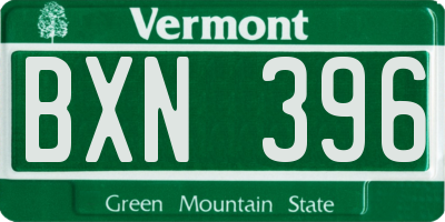 VT license plate BXN396