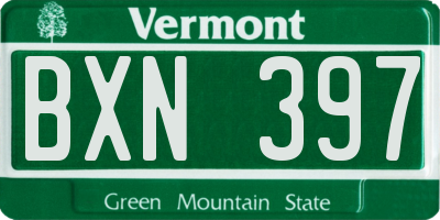VT license plate BXN397