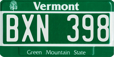 VT license plate BXN398
