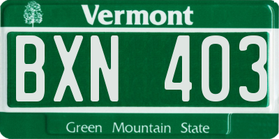 VT license plate BXN403